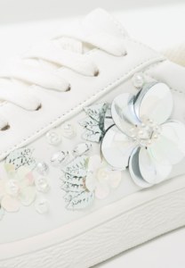 White sneakers - floral decoration