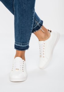 White and rose gold sneakers